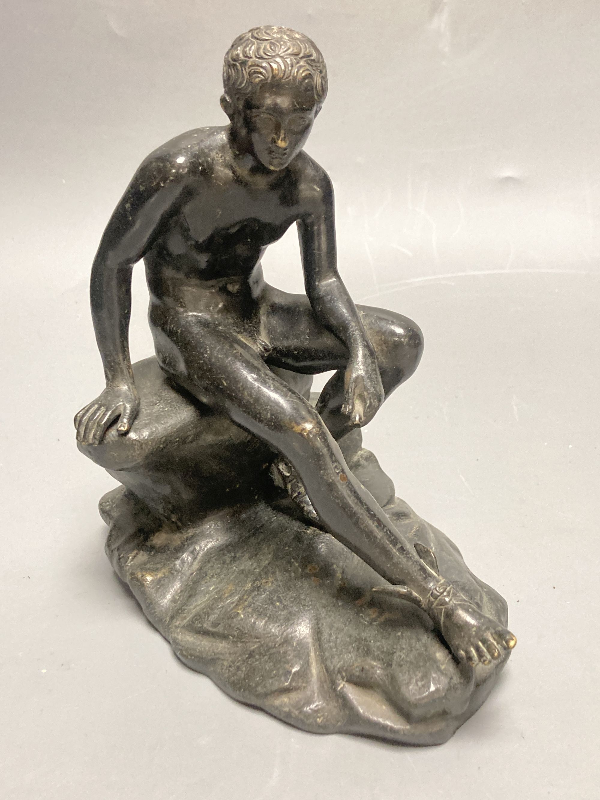 After the antique. A bronze of Arona and another of a Hermes, width 19cm height 19.5cm